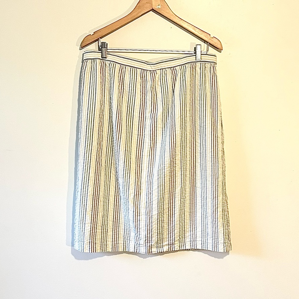 Orvis 100% Cotton Seersucker Midi Skirt Sz L - Picture 2 of 3